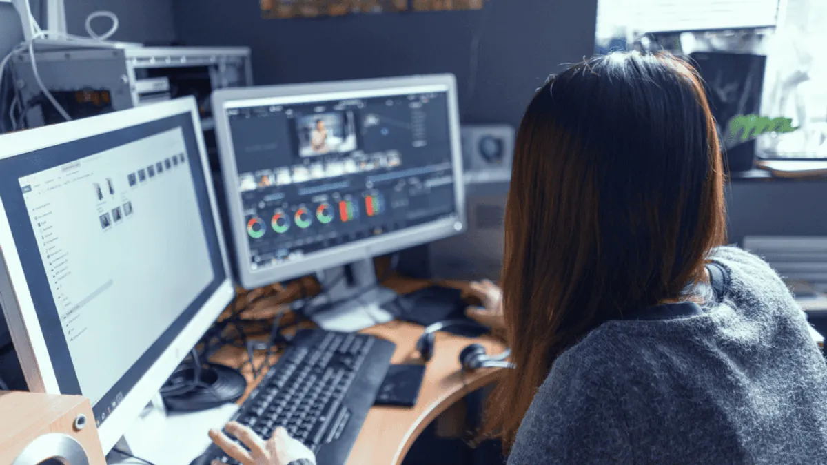 Content team at work using AI tools and software