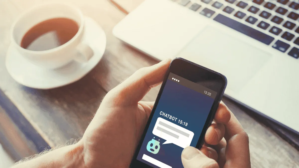 Customer talking with a customer service chatbot while on a site