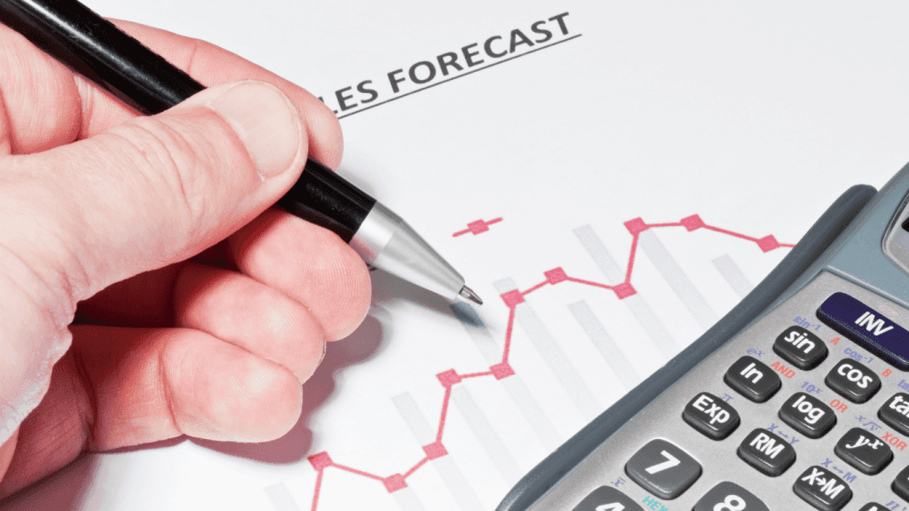 A business owner monitoring the sales forecast