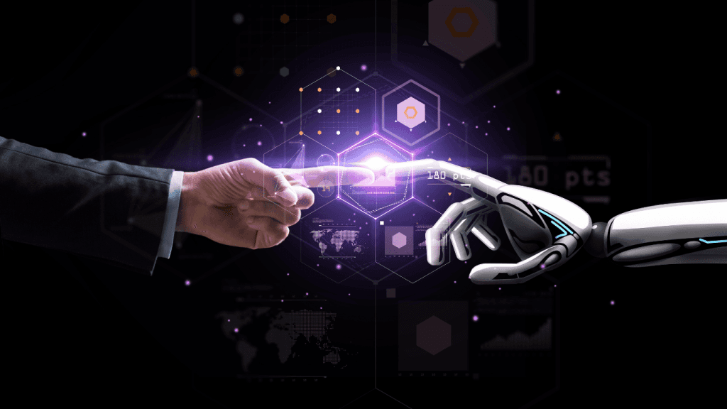 Human customer support agents and AI tools collaborating