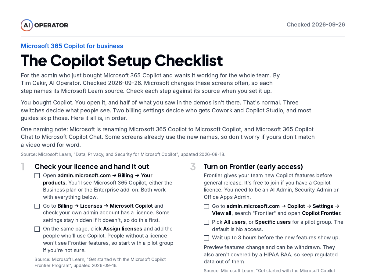 The Copilot Setup Checklist