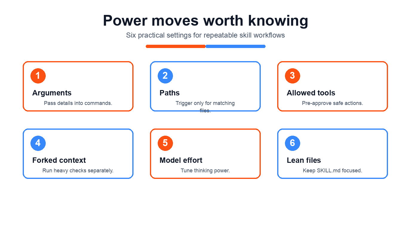 Power moves worth knowing: six practical settings for repeatable skill workflows